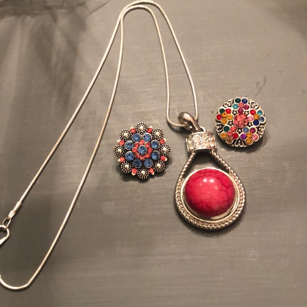 Snapituppittsburgh short silver necklace w 3 snaps